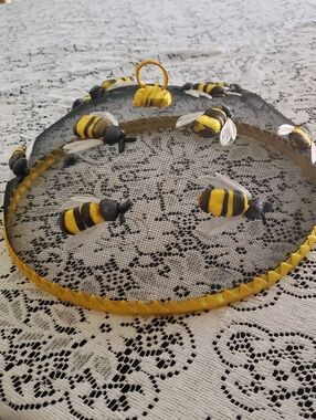 Handmade Yellow & Black Bee Food Cover and Cannister - Home Accents